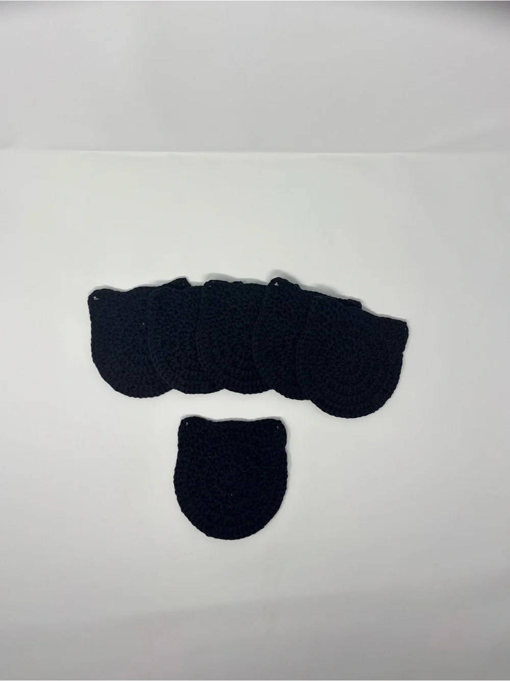 Black Cat Ear Crochet Coasters (Set of 6)